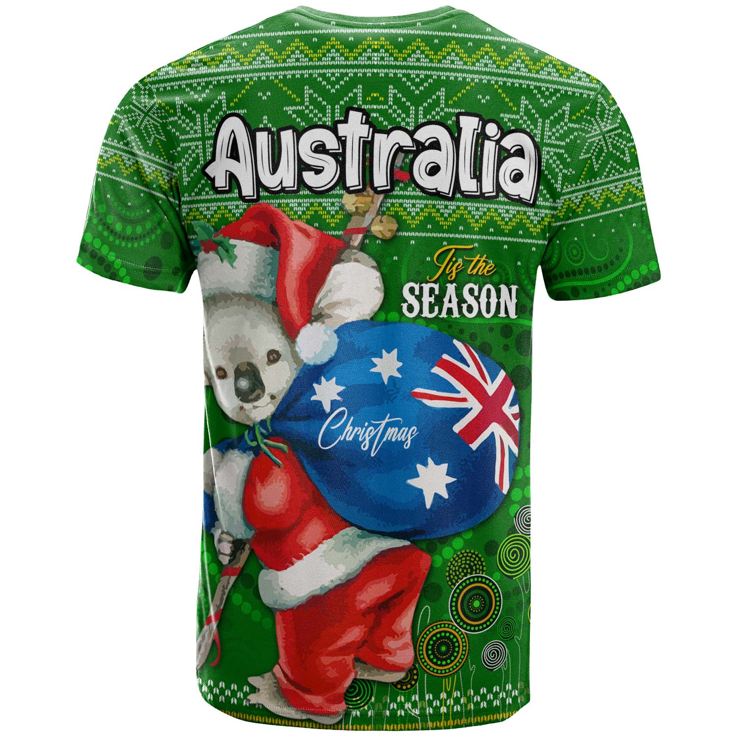 Aboriginal Christmas T-Shirt - Custom Australia Koala Ugly Christmas with Aboriginal Inspired Green T-Shirt - Vibe Hoodie Shop