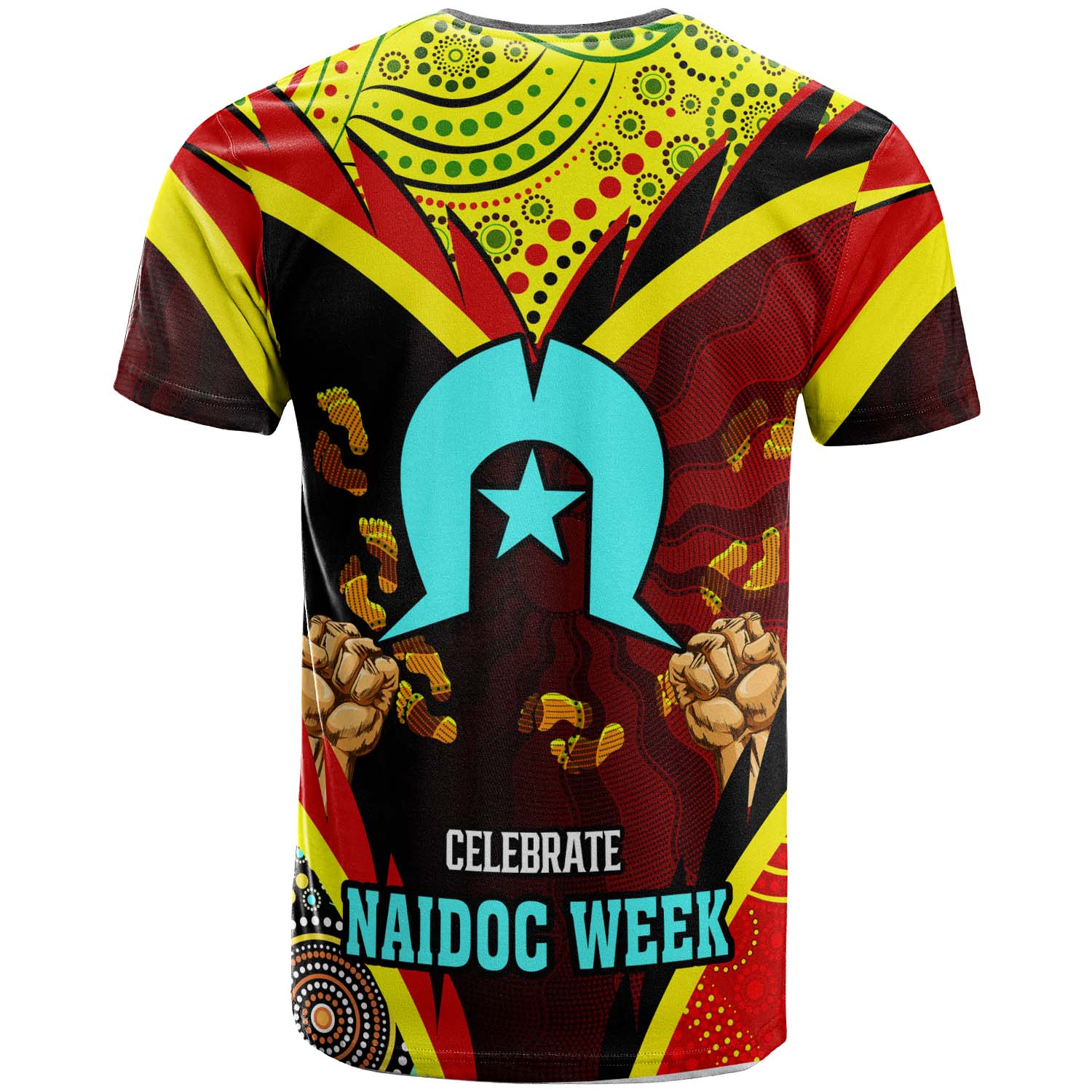 Australia NAIDOC Week 2023 T-shirt - Custom Naidoc with Torres Strait Island Aboriginal Inspired FootPrint "Get up!, Stand up! Show up!" T-shirt - Vibe Hoodie Shop