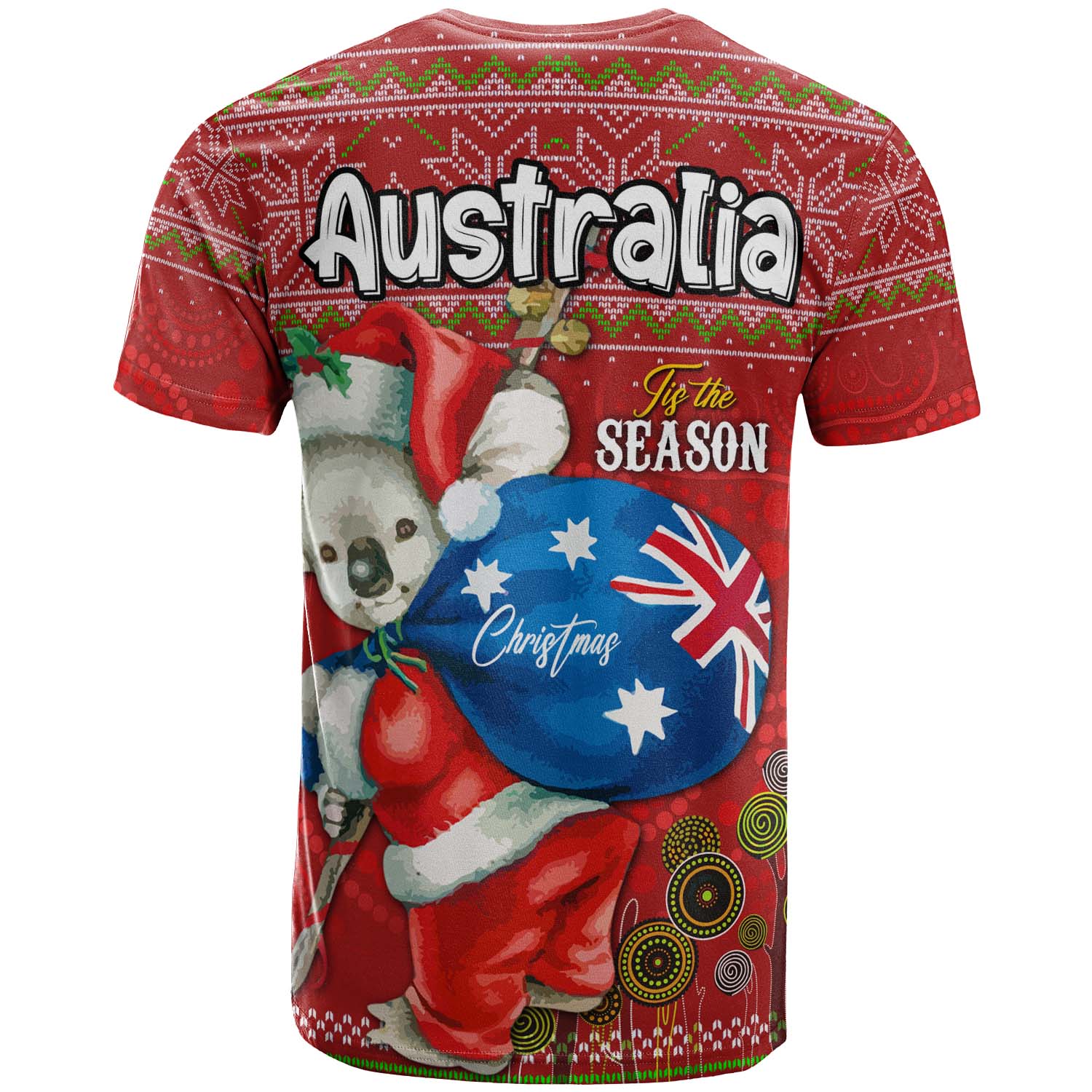 Aboriginal Christmas T-Shirt - Custom Australia Koala Ugly Christmas with Aboriginal Inspired Red T-Shirt - Vibe Hoodie Shop