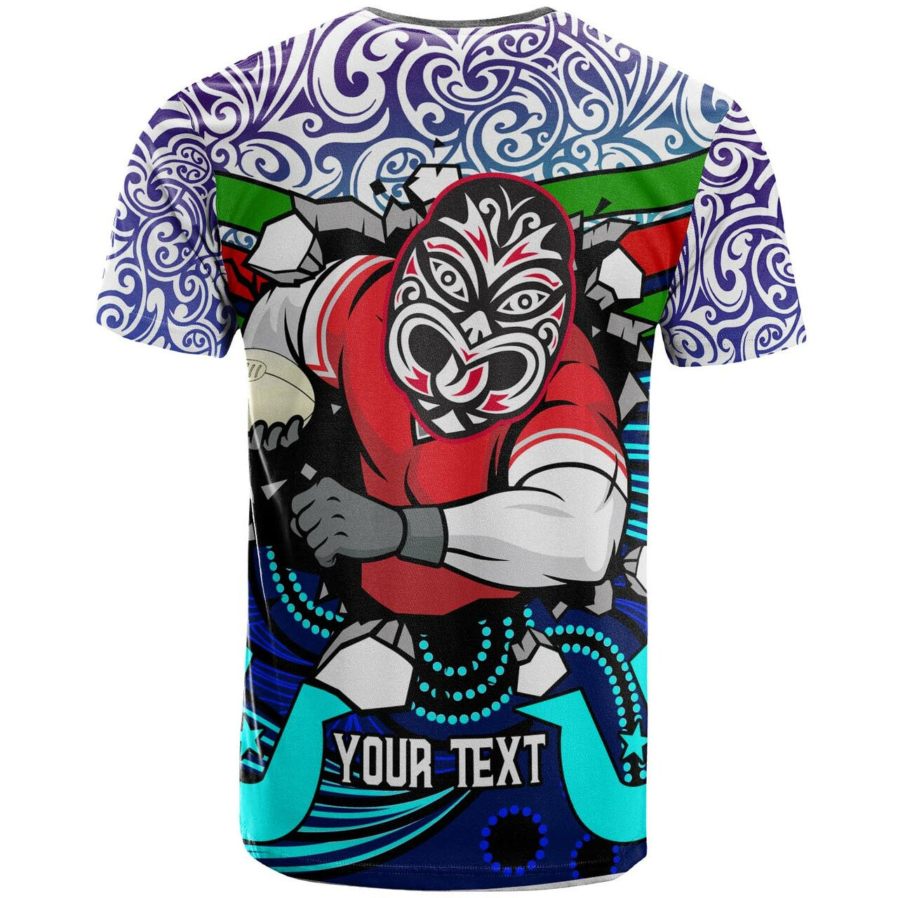 Warrior Rugby T shirt - Custom NAIDOC Week Celebrations Maori Pattern with Torres Strait and Aboriginal Style T shirt RLT12 - Vibe Hoodie Shop