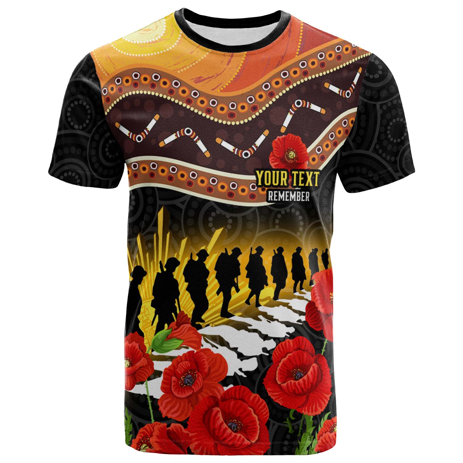 New Zealand Anzac Day T-shirt - Custom Personalised Remembrance with Poppy Flower Anzac - Vibe Hoodie Shop