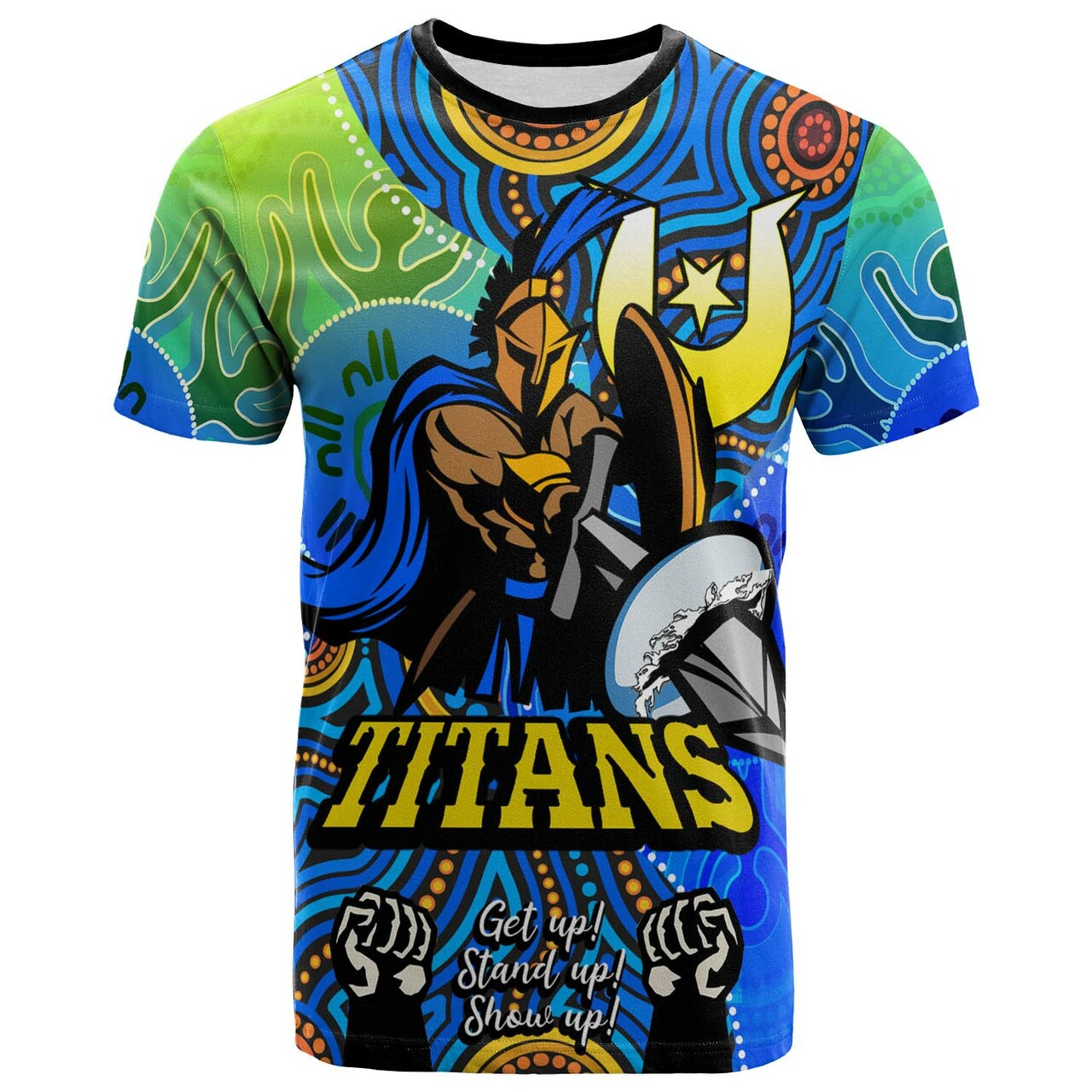 Titans Rugby T shirt - Custom Titans Rugby NAIDOC Week and Torres Strait Islands with Aboriginal Dot Painting Style T shirt RLT12 - Vibe Hoodie Shop