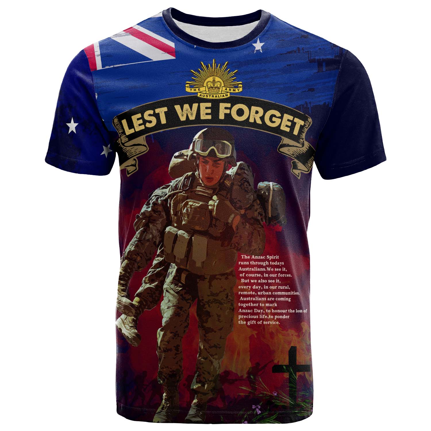 Australia Anzac Day T-shirt - Custom Lest We Forget Rosemary Soldier Anzac Spirit T-shirt - Vibe Hoodie Shop