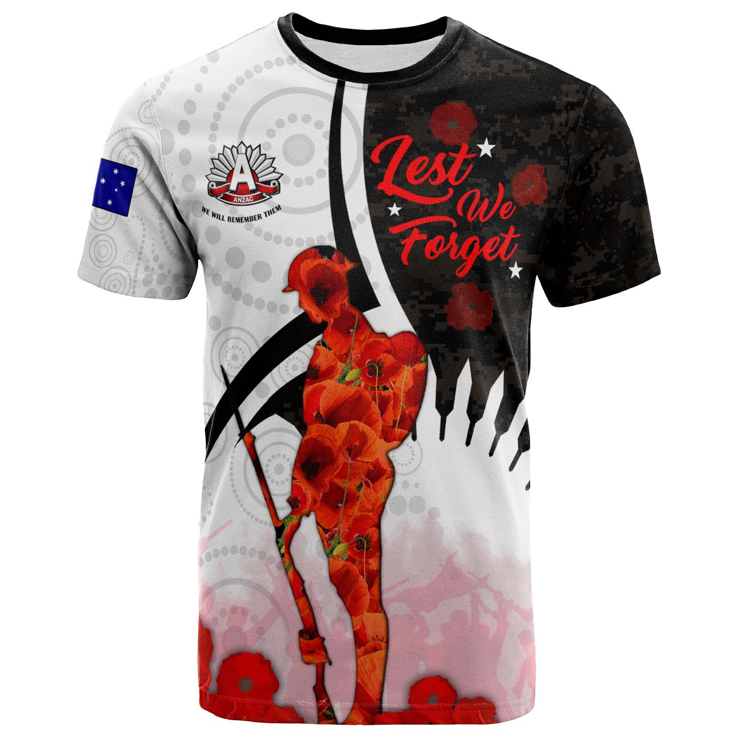 Australia Anzac Day T-shirt - Custom Lest We Forget Poppies Soldier Blood In My Heroes T-shirt - Vibe Hoodie Shop