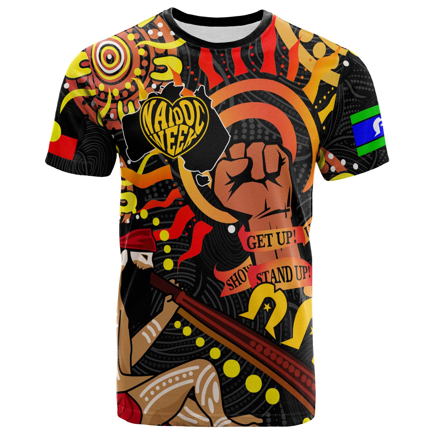 Australia NAIDOC Week 2023 T-shirt - Custom NAIDOC Week 2023 Aboriginal Inspired Culture in My Heart "Get up! Stand up! Show up!" T-Shirt - Vibe Hoodie Shop