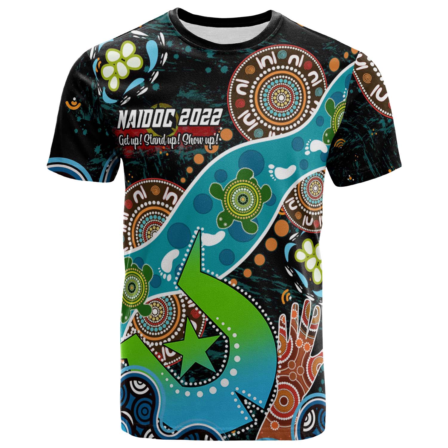 Australia NAIDOC Week 2022 Custom T-shirt - Torres Strait Island NAIDOC Week 2022 Quotes Get Up, Stand Up, Show Up Aboriginal Inspired T-shirt - Vibe Hoodie Shop