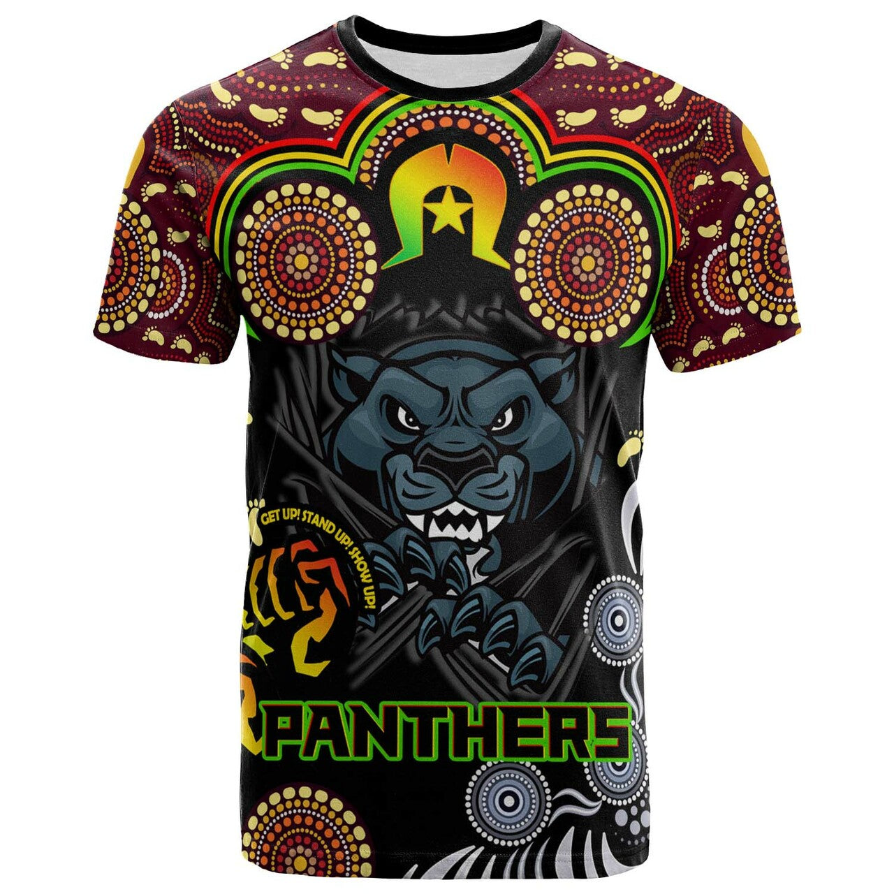 Panthers Rugby T shirt - NAIDOC Panthers Indigenous and Torres Strait Aboriginal Style T shirt RLT12 - Vibe Hoodie Shop