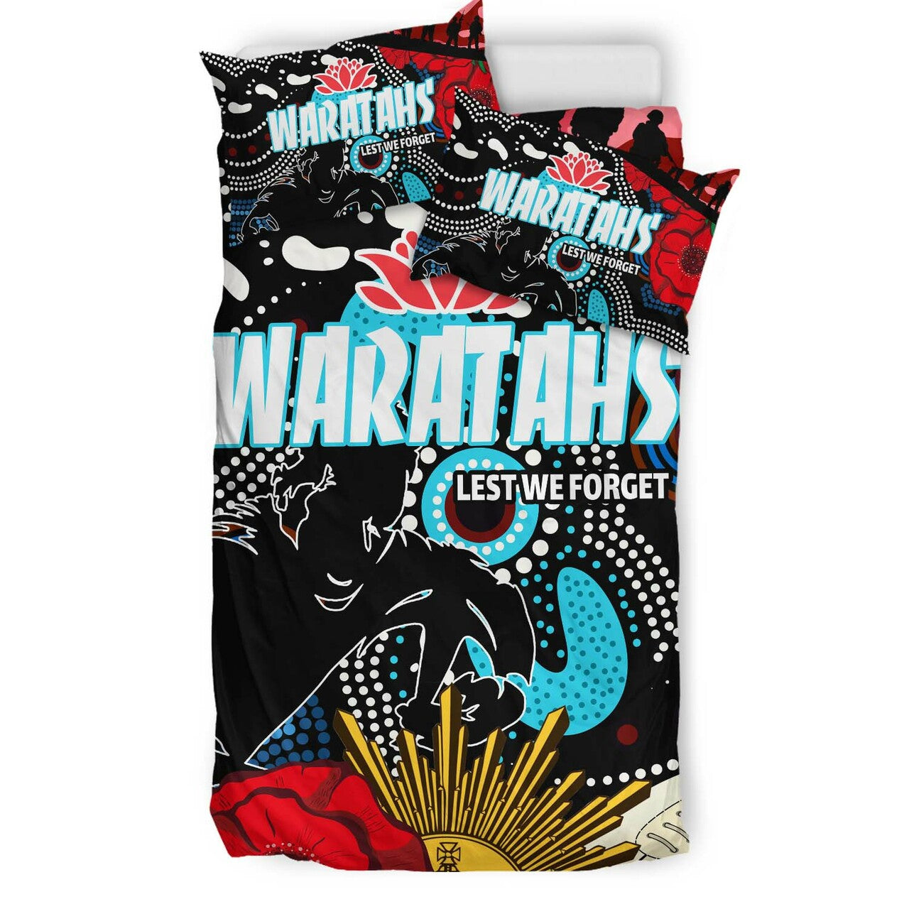 Waratahs Rugby Bedding Set - Indigenous Waratahs ANZAC Day Aboriginal Bedding Set LT10 - Vibe Hoodie Shop