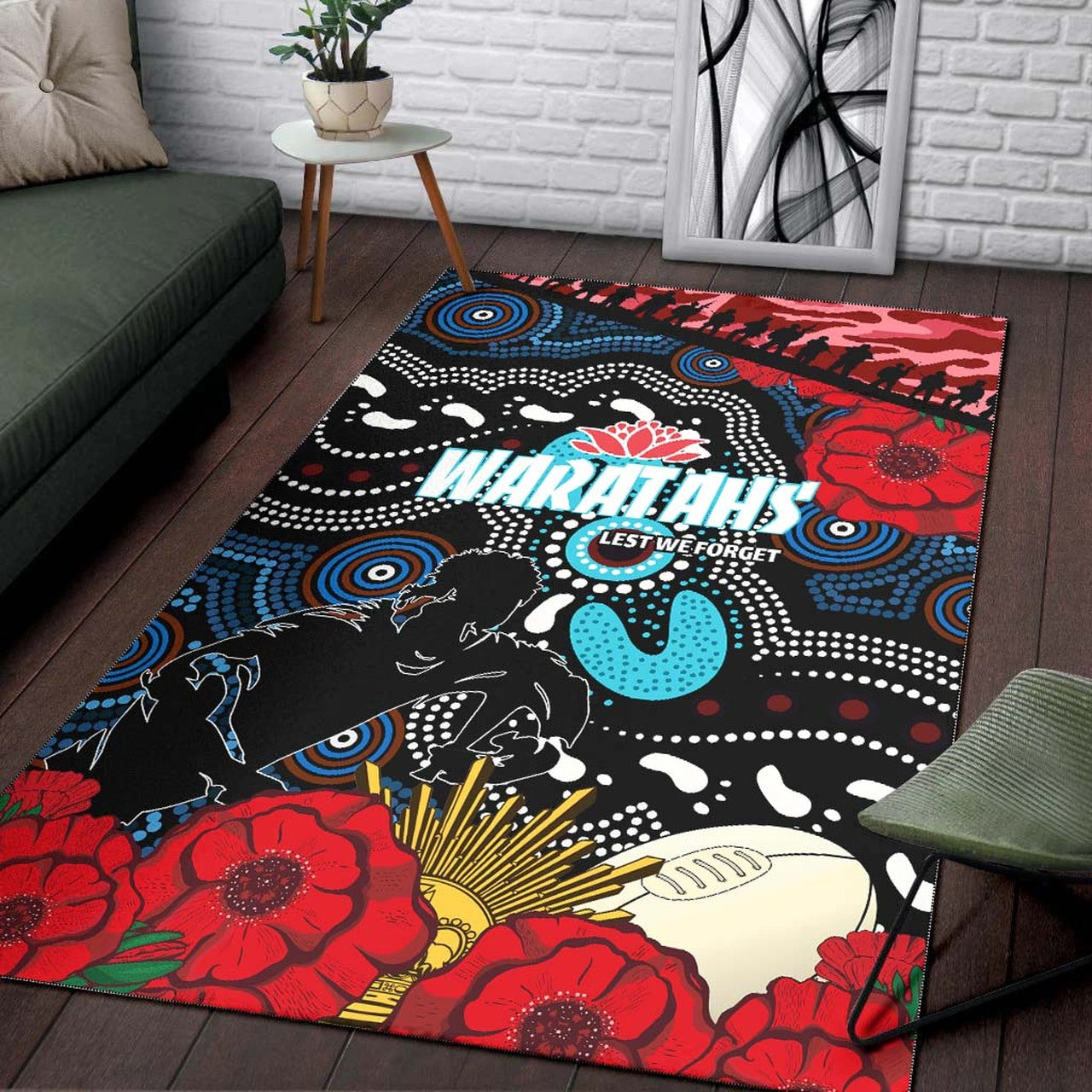 Waratahs Rugby Rug - Indigenous Waratahs ANZAC Day Aboriginal Rug LT10 - Vibe Hoodie Shop