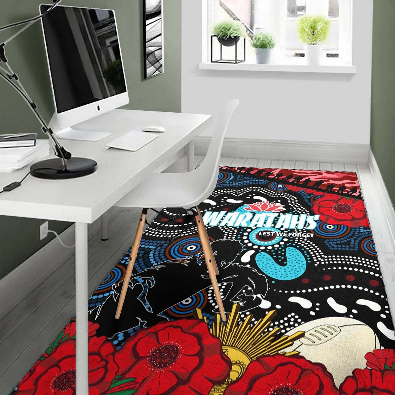 Waratahs Rugby Rug - Indigenous Waratahs ANZAC Day Aboriginal Rug LT10 - Vibe Hoodie Shop