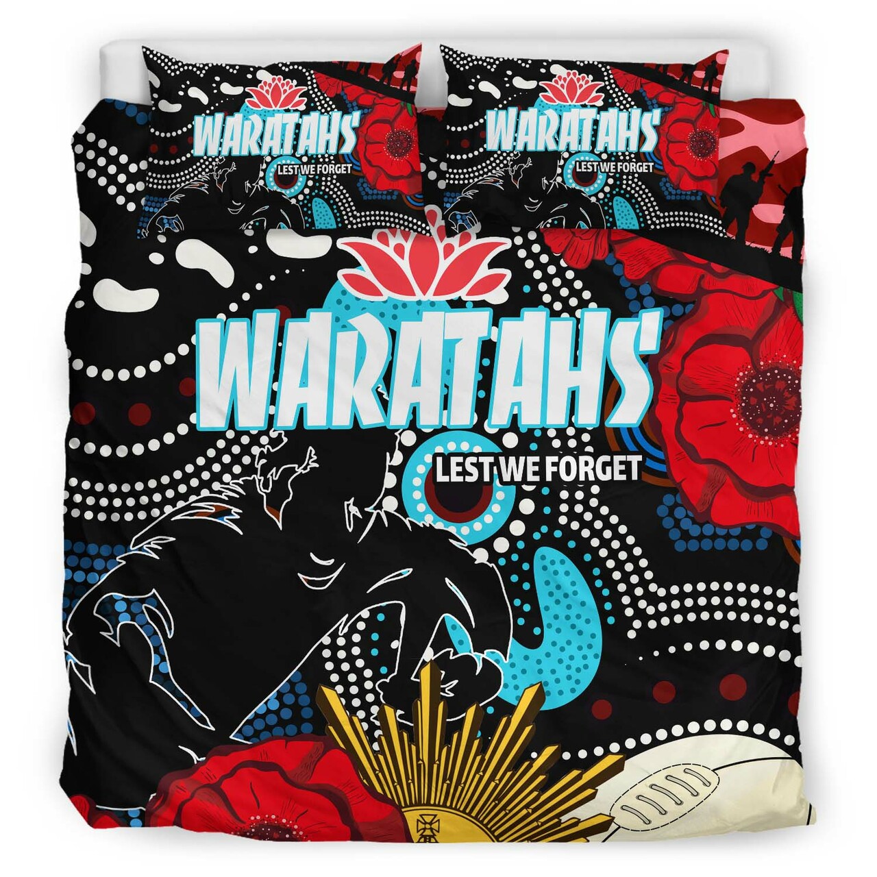 Waratahs Rugby Bedding Set - Indigenous Waratahs ANZAC Day Aboriginal Bedding Set LT10 - Vibe Hoodie Shop