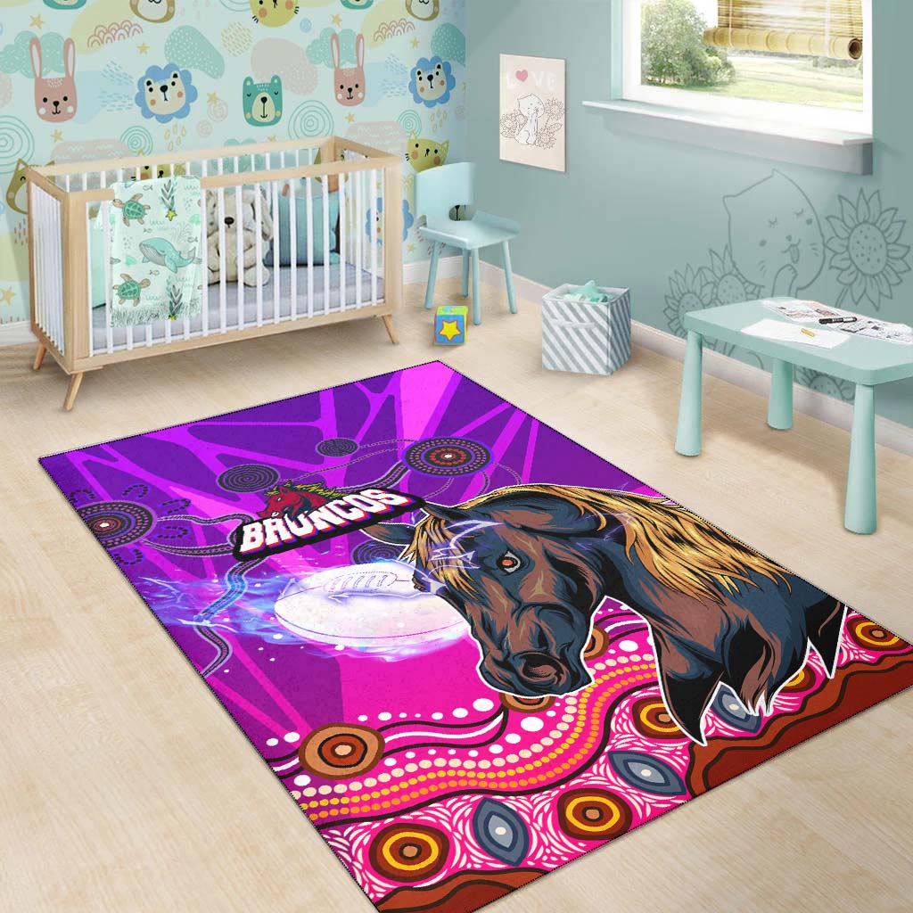 Broncos Rugby Area Rug - Custom Broncos Horse Rugby with Aboriginal Low Poly Style Rug - Vibe Hoodie Shop