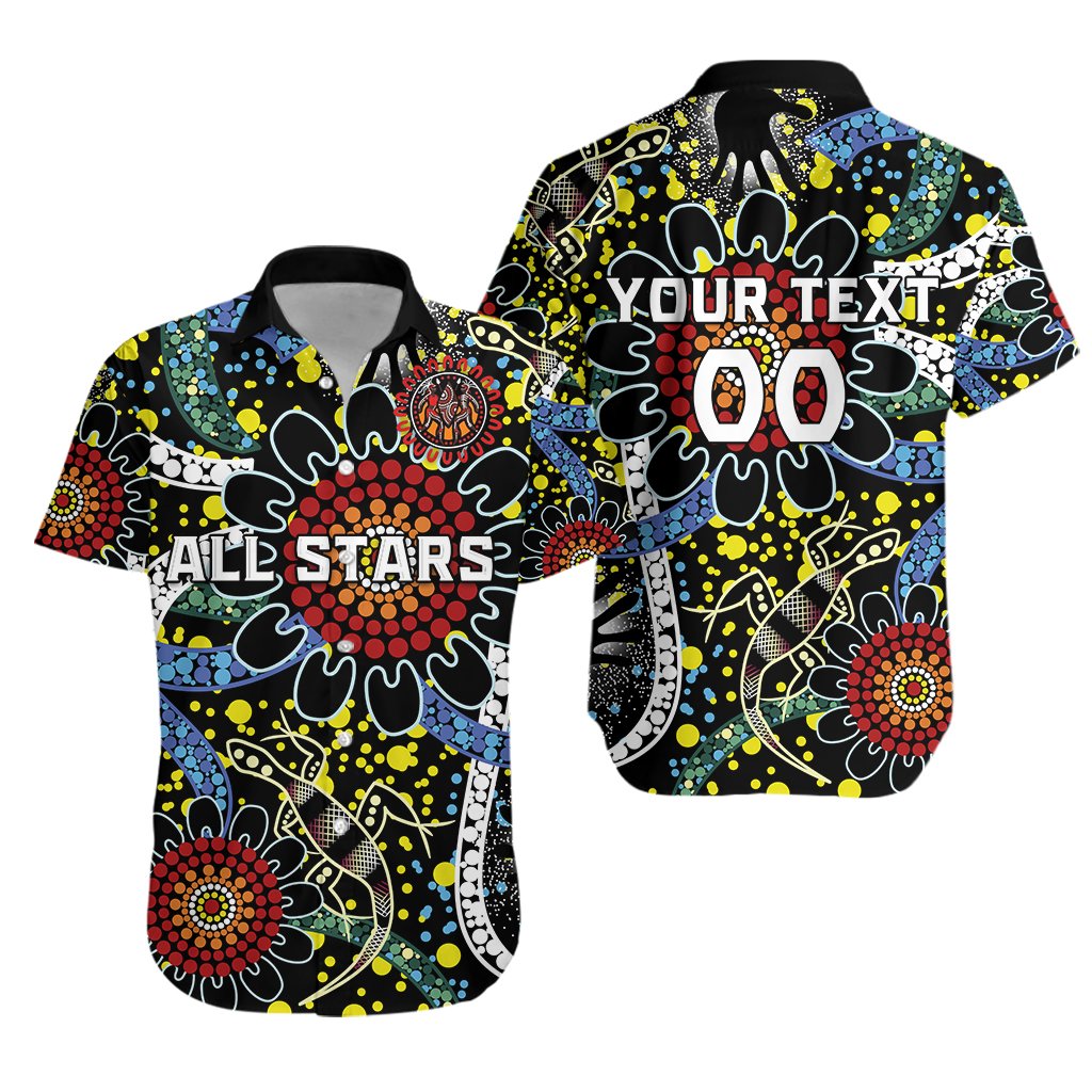 (Custom Personalised) Australia Indigenous Rugby Hawaiian Shirt All Stars Sporty Style, Custom Text And Number - Vibe Hoodie Shop