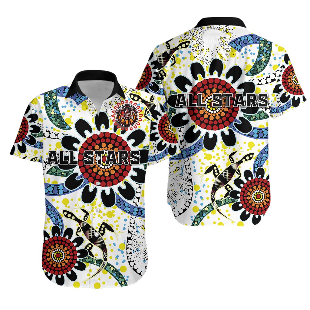 Australia Indigenous Rugby Hawaiian Shirt All Stars Sporty Style White - Vibe Hoodie Shop