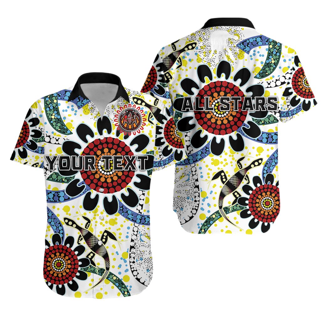 (Custom Personalised) Australia Indigenous Rugby Hawaiian Shirt All Stars Sporty Style White - Vibe Hoodie Shop