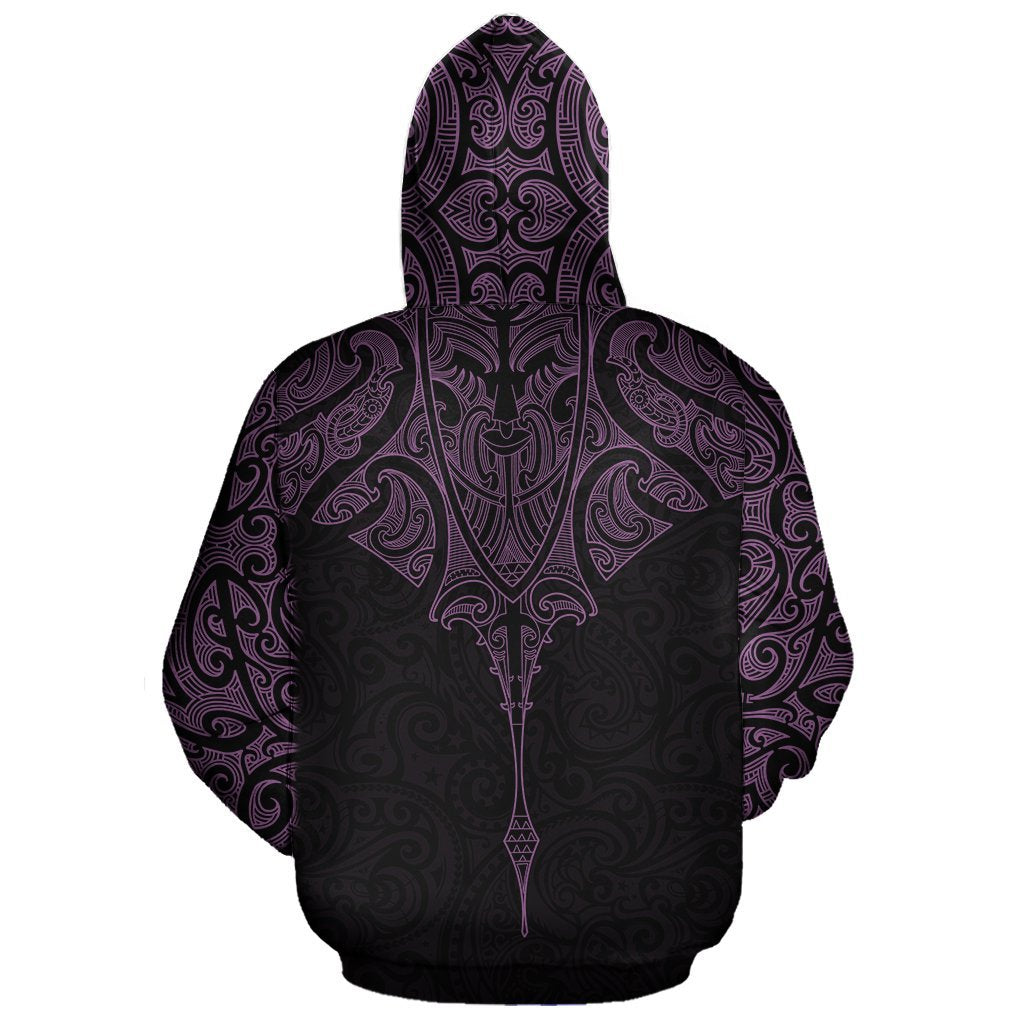 New Zealand Hoodie Manta Maori Ta Moko Purple - Vibe Hoodie Shop