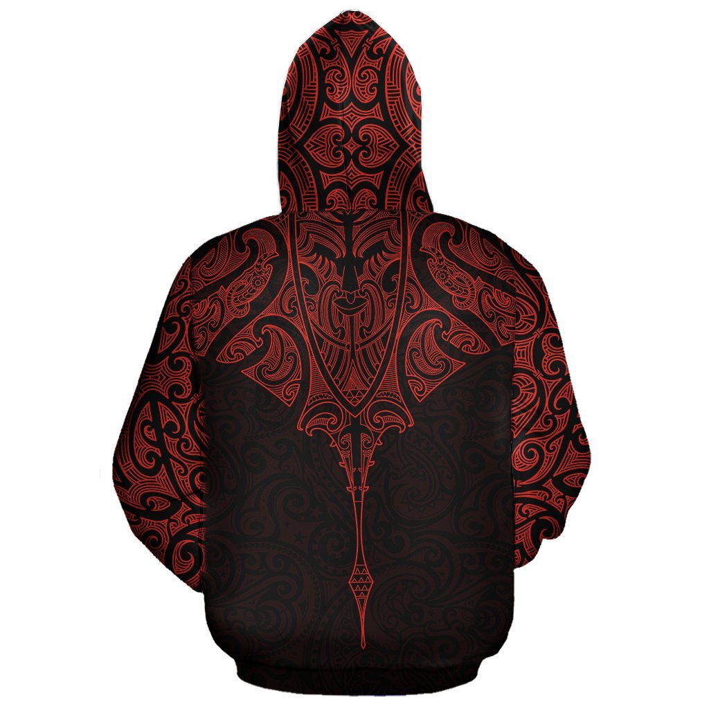 New Zealand Hoodie Manta Maori Ta Moko Red - Vibe Hoodie Shop