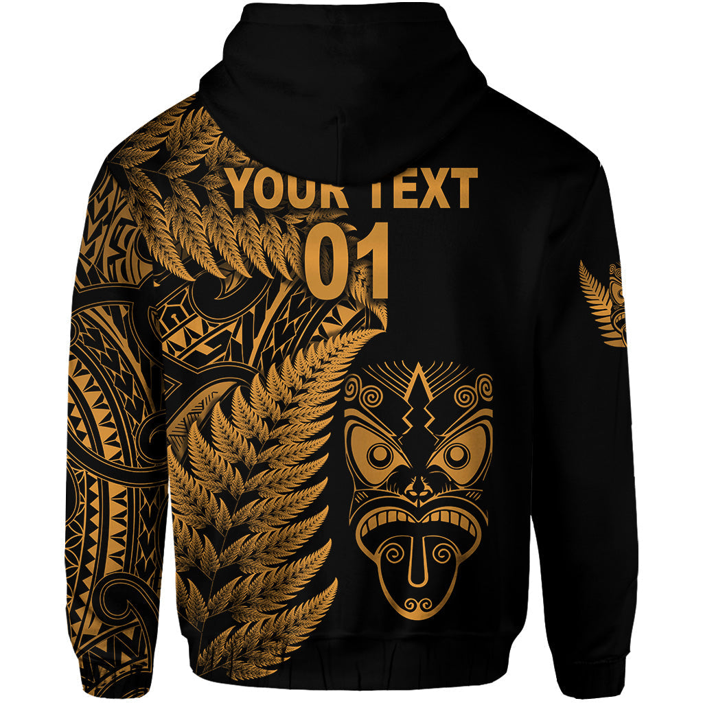 (Custom Personalised) New Zealand Haka Rugby Maori Zip Hoodie Silver Fern Vibes - Gold LT8 - Vibe Hoodie Shop