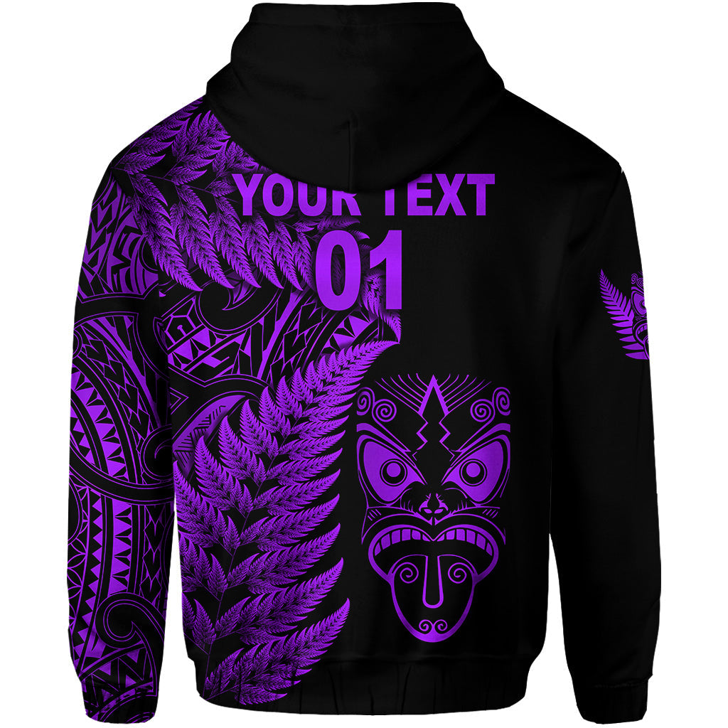 (Custom Personalised) New Zealand Haka Rugby Maori Hoodie Silver Fern Vibes - Purple LT8 - Vibe Hoodie Shop