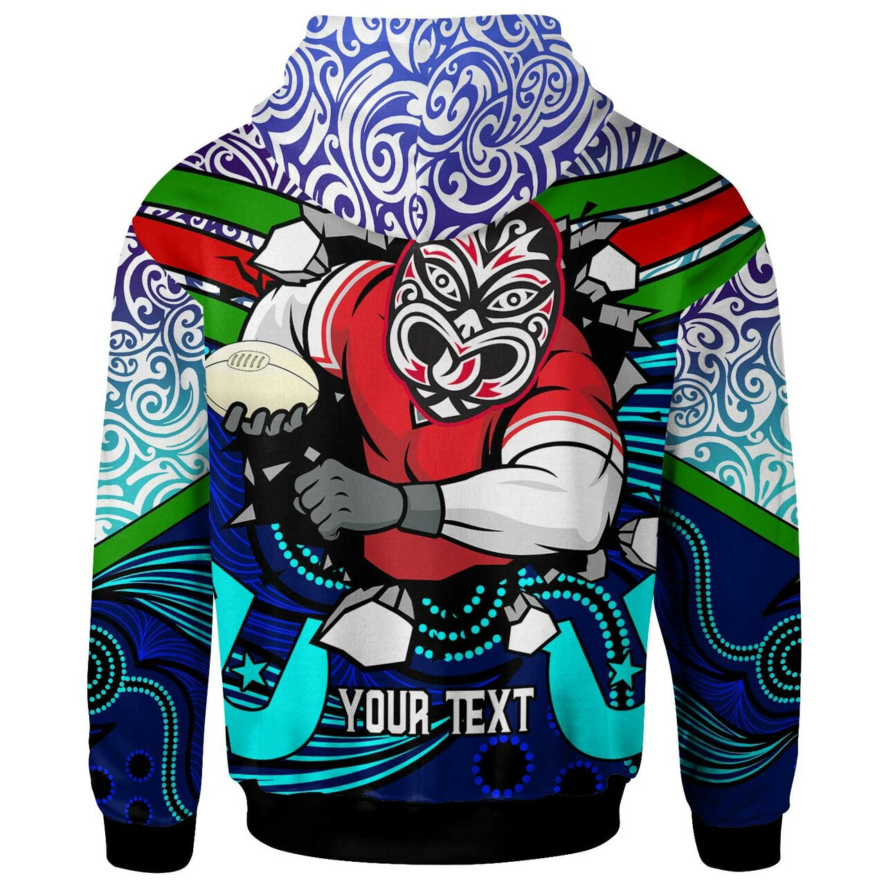 Warrior Rugby Hoodie - Custom NAIDOC Week Celebrations Maori Pattern with Torres Strait and Aboriginal Style Hoodie RLT12 - Vibe Hoodie Shop