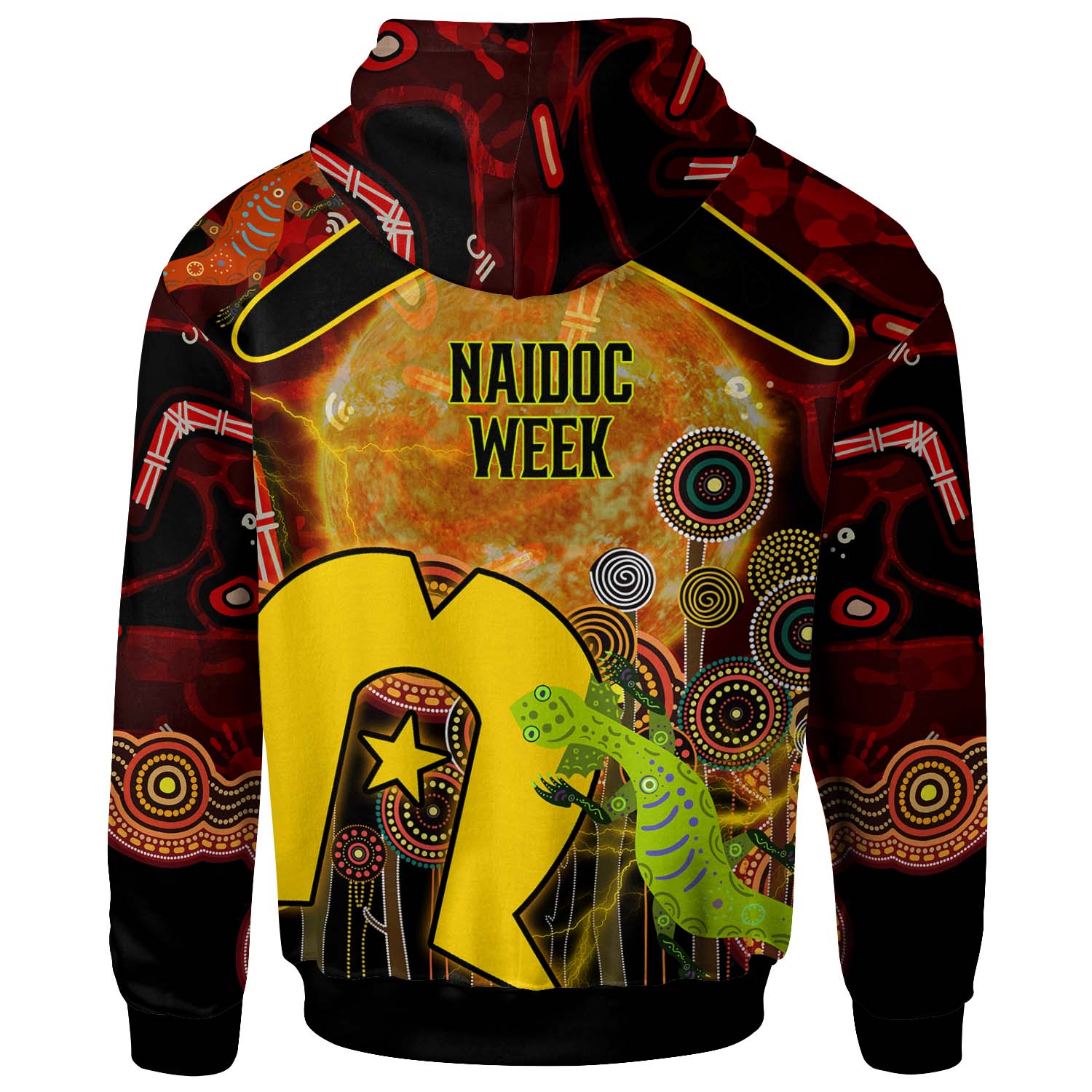 Australia NAIDOC Week 2023 Hoodie - Boomerang Aboriginal Inspired Naidoc Week and Torres Strait Flag "Get up! Stand up! Show up!" Hoodie - Vibe Hoodie Shop