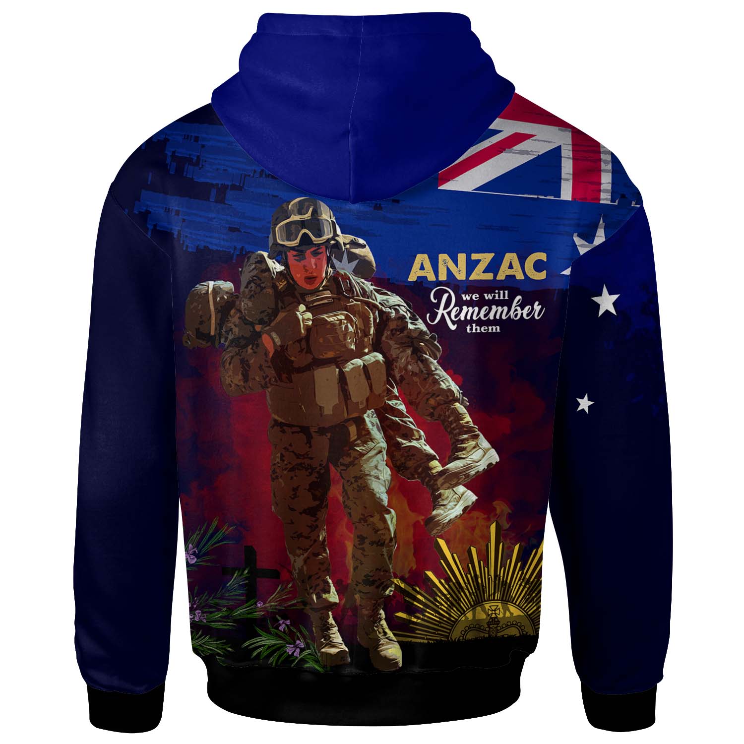 Australia Anzac Day Hoodie - Custom Lest We Forget Rosemary Soldier Anzac Spirit Hoodie - Vibe Hoodie Shop