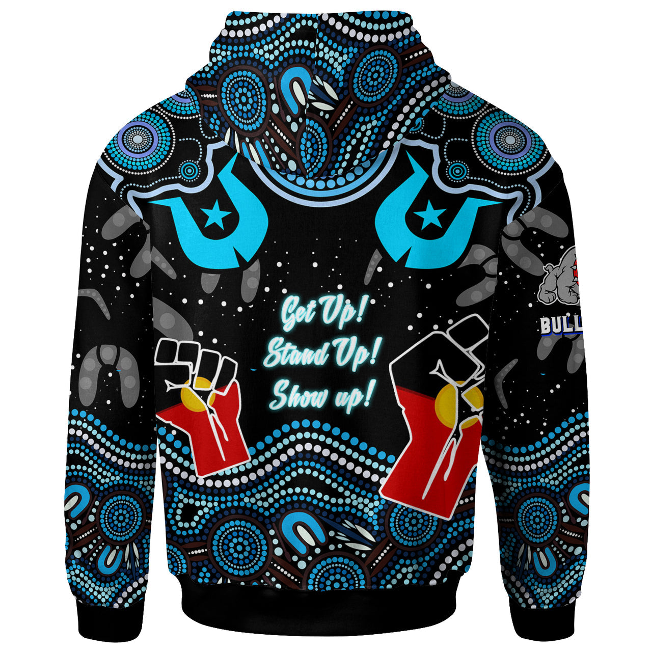 Bulldogs Rugby Hoodie - NAIDOC Week Bulldogs Torres Strait and Rugby Ball Aboriginal Patterns RLT12 - Vibe Hoodie Shop