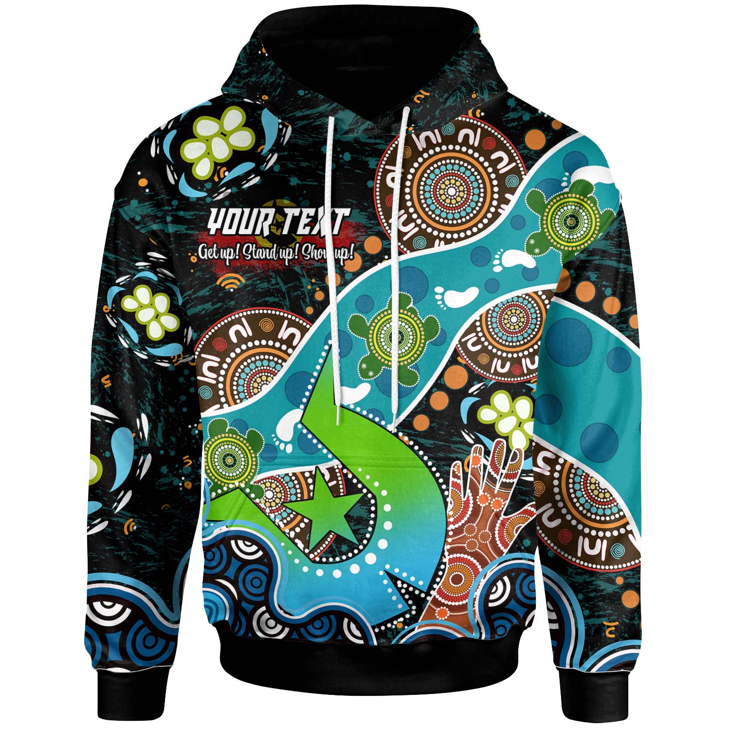 Australia NAIDOC Week 2022 Custom Hoodie - Torres Strait Island NAIDOC Week 2022 Quotes Get Up, Stand Up, Show Up Aboriginal Inspired Hoodie - Vibe Hoodie Shop