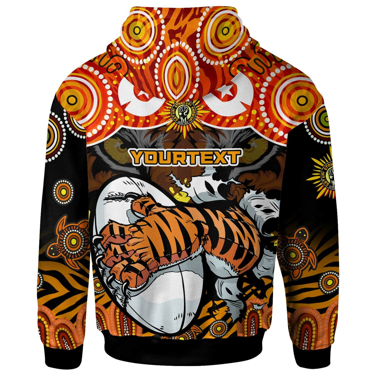 Tigers Rugby Hoodie - Custom NAIDOC Week and Torres Strait Islands with Aboriginal Culture Dot Painting Hoodie RLT12 - Vibe Hoodie Shop