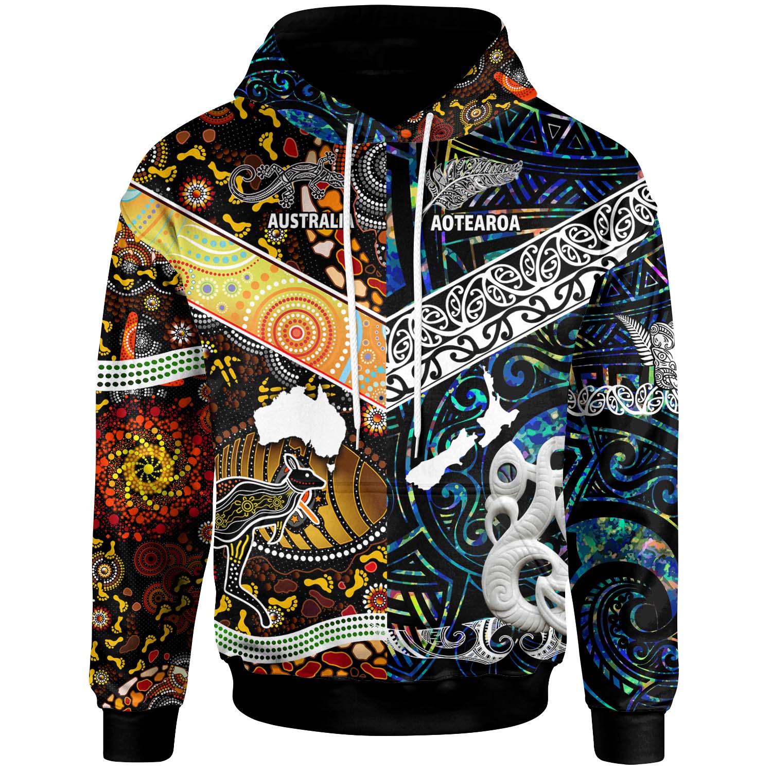 Australia Aboriginal Inspired Hoodie - Australia Aotearoa with Maori and Aboriginal Inspired Culture Hoodie LT8 - Vibe Hoodie Shop