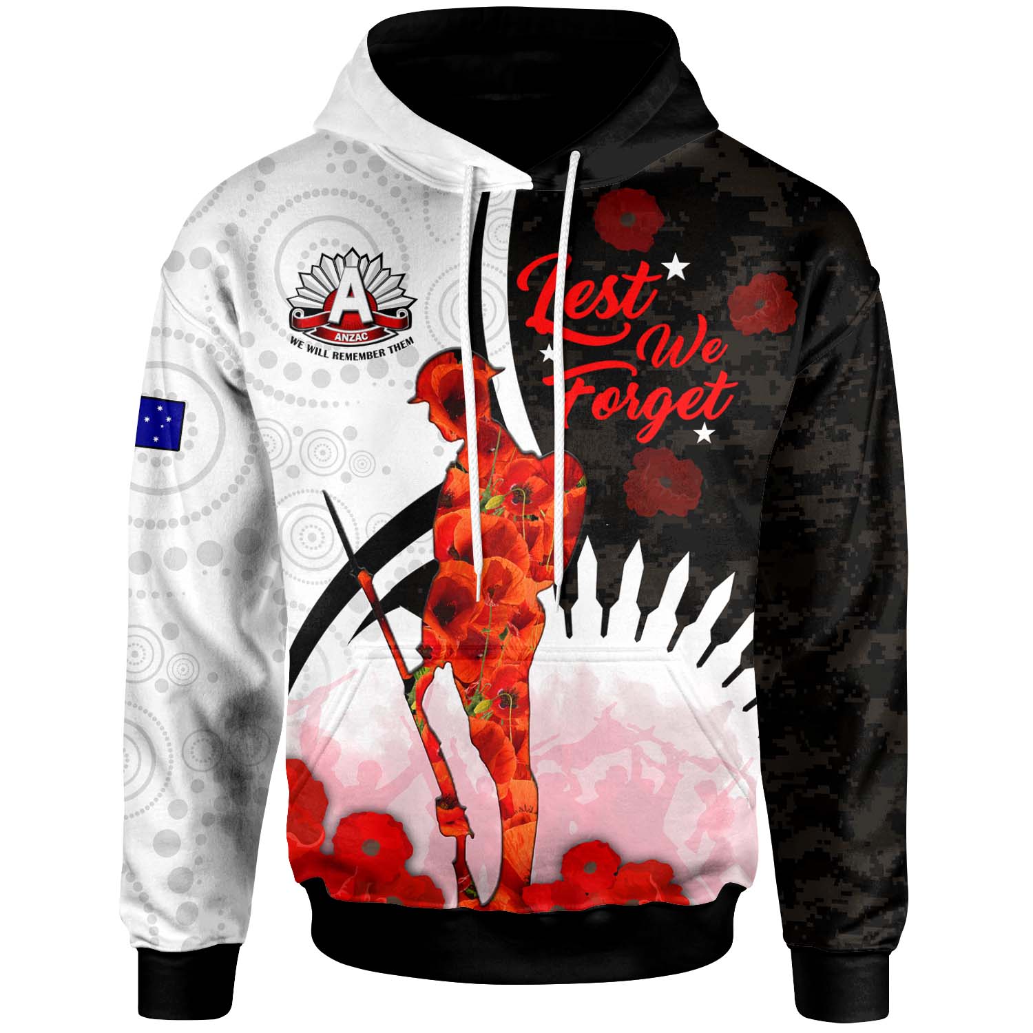 Australia Anzac Day Hoodie - Custom Lest We Forget Poppies Soldier Blood In My Heroes Hoodie - Vibe Hoodie Shop