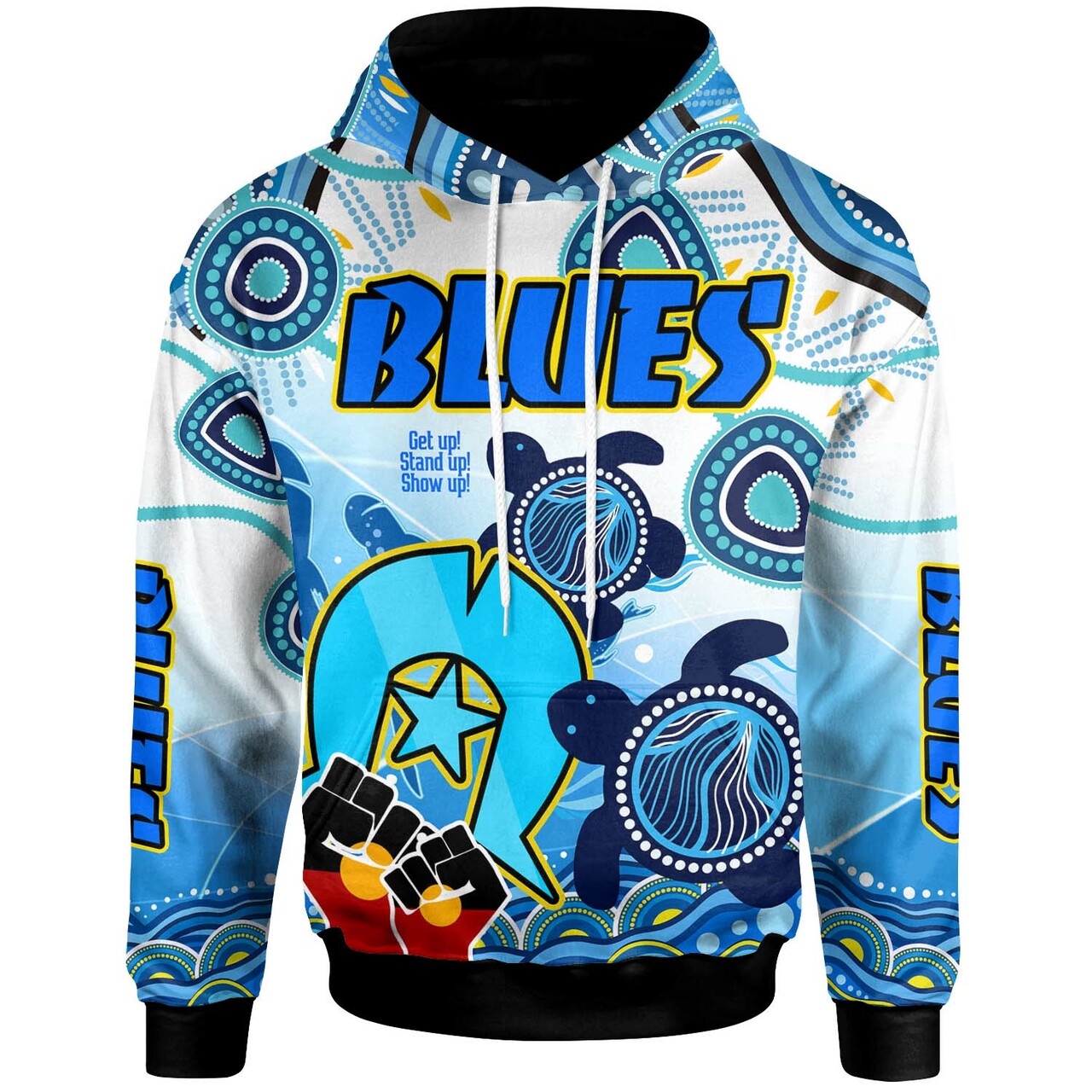 Blues Rugby Hoodie - Custom NAIDOC Week Blues with Aboriginal Culture and Torres Strait Hoodie RLT12 - Vibe Hoodie Shop