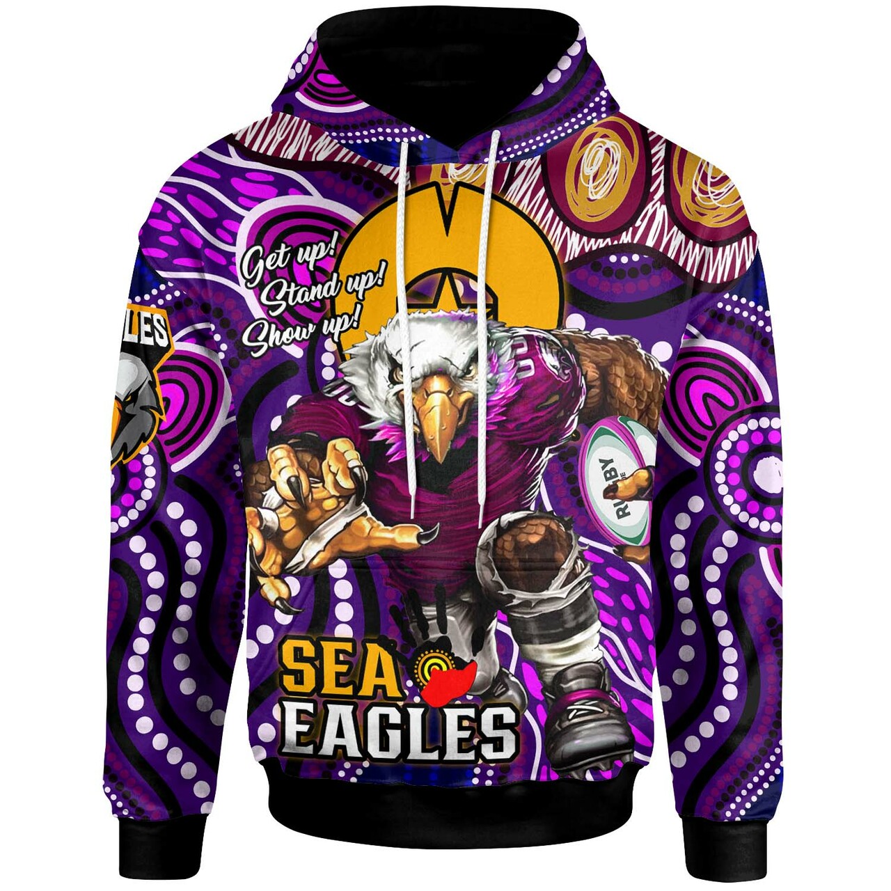 Sea Eagles Rugby Hoodie - Custom Sea Eagles NAIDOC Week and Torres Strait Islands with Aboriginal Dot Painting Style Hoodie RLT12 - Vibe Hoodie Shop