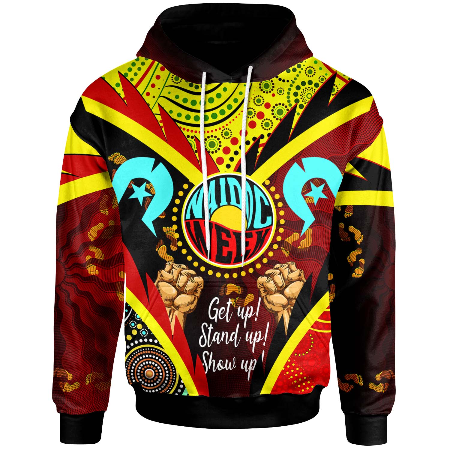 Australia NAIDOC Week 2023 Hoodie - Custom NAIDOC Week 2023 with Torres Strait Island Aboriginal Inspired FootPrint "Get up!, Stand up! Show up!" Hoodie - Vibe Hoodie Shop