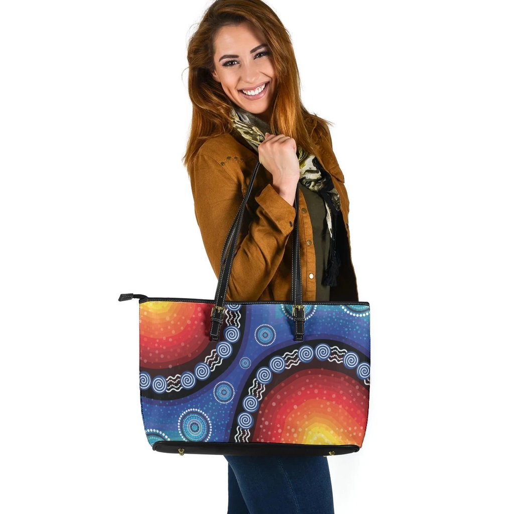 laether-tote-bag-aboriginal-color-dot-painting