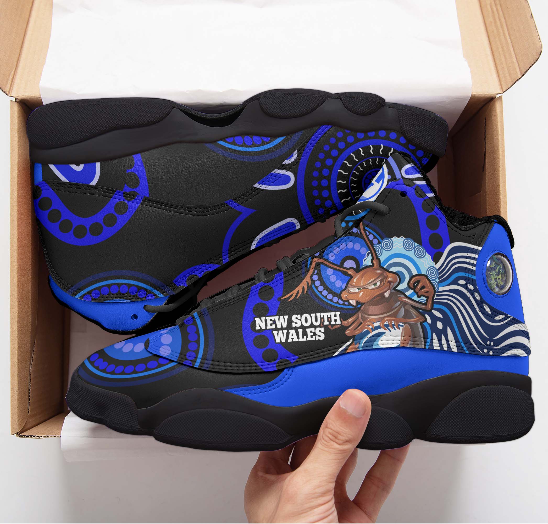 New South Wales Rugby High top Basketball Shoes J13 - New South Wales Blues Cockroaches Rugby Ball State Of Origin - Vibe Hoodie Shop