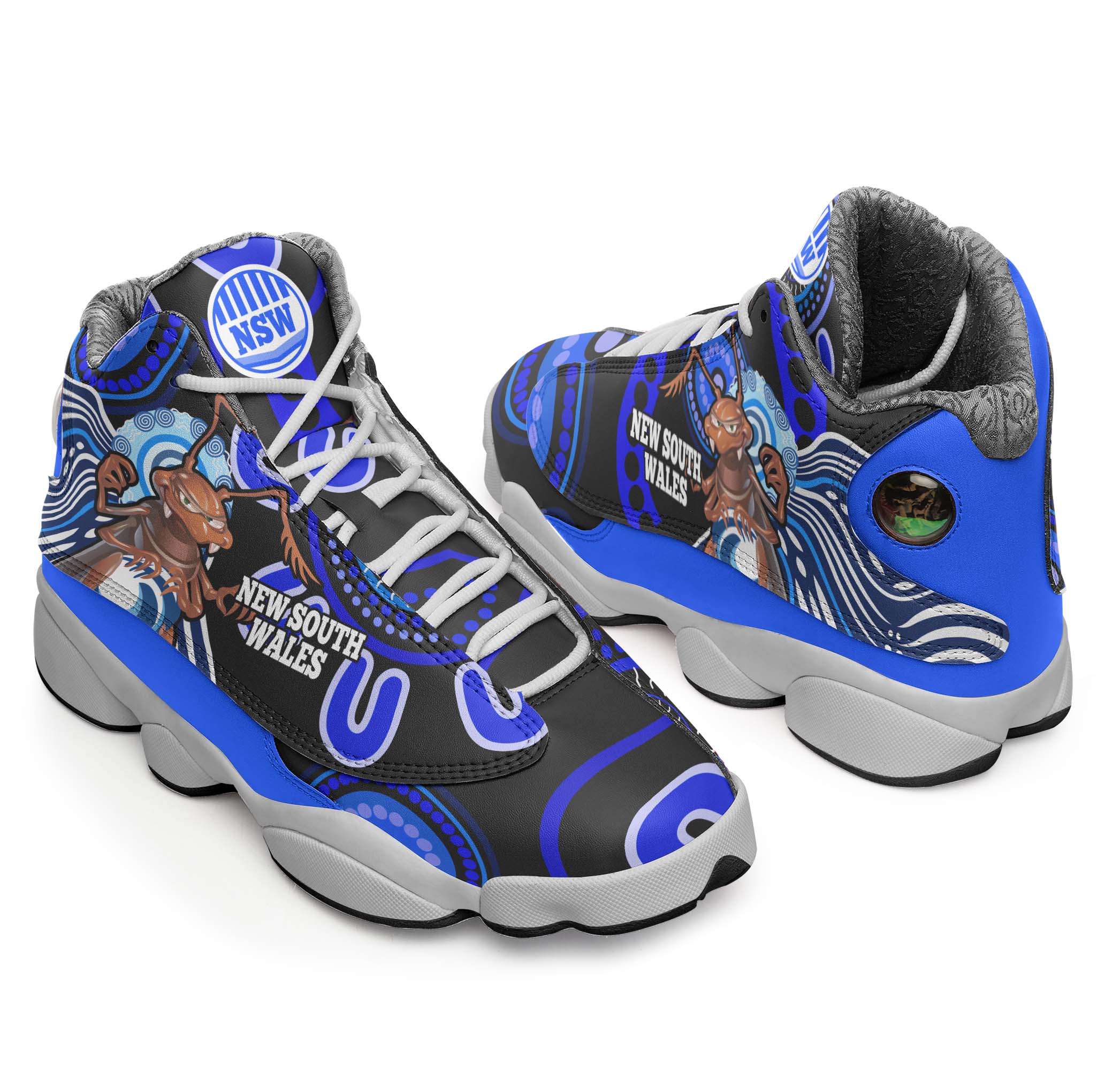 New South Wales Rugby High top Basketball Shoes J13 - New South Wales Blues Cockroaches Rugby Ball State Of Origin - Vibe Hoodie Shop