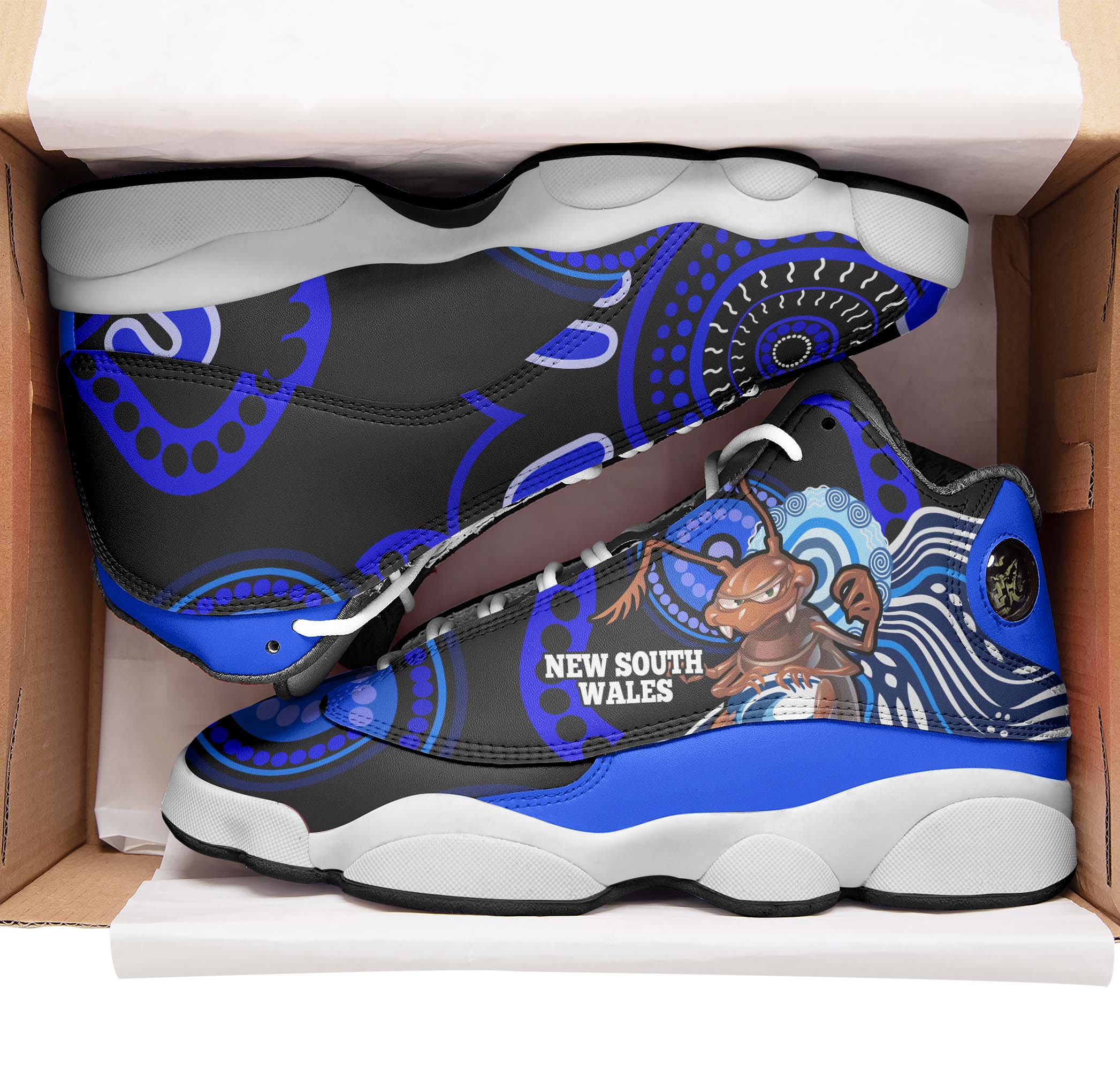 New South Wales Rugby High top Basketball Shoes J13 - New South Wales Blues Cockroaches Rugby Ball State Of Origin - Vibe Hoodie Shop