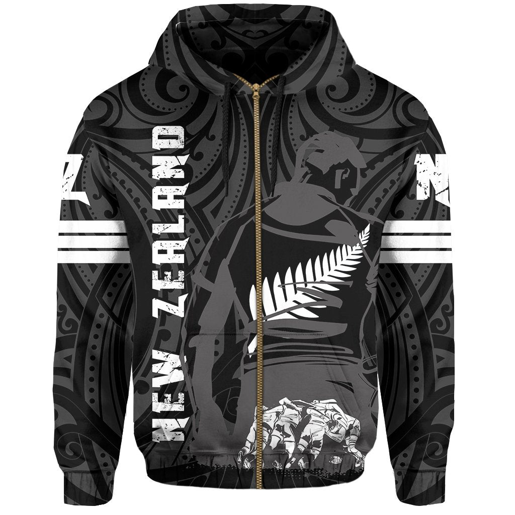 New Zealand Flag Hoodie (Zip) - Rugby Winner - Vibe Hoodie Shop