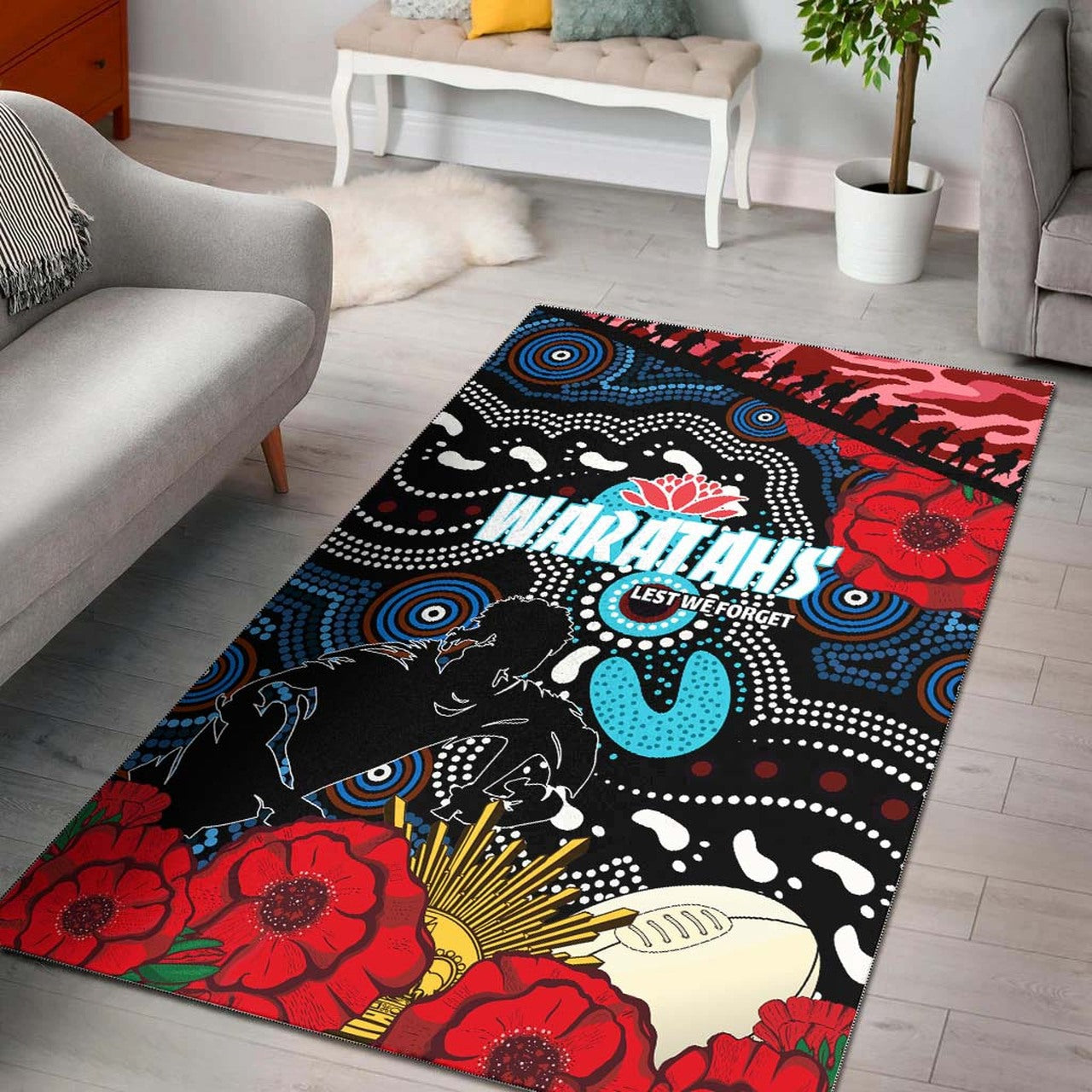 Waratahs Rugby Rug - Indigenous Waratahs ANZAC Day Aboriginal Rug LT10 - Vibe Hoodie Shop