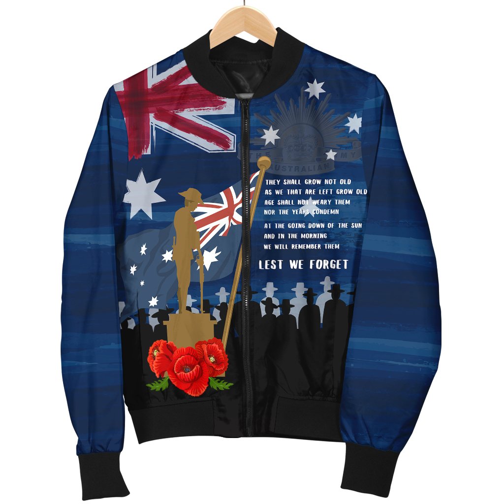 ANZAC Men's Bomber Jacket - Always Remember Australian ANZAC Day - Vibe Hoodie Shop