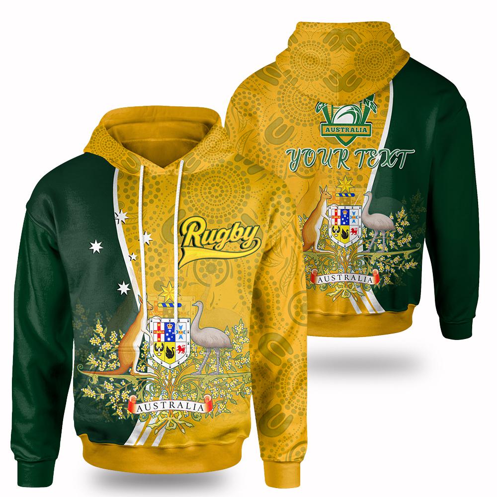 Personalised Hoodie - Australia Coat Of Arm In Rugby Style - Vibe Hoodie Shop