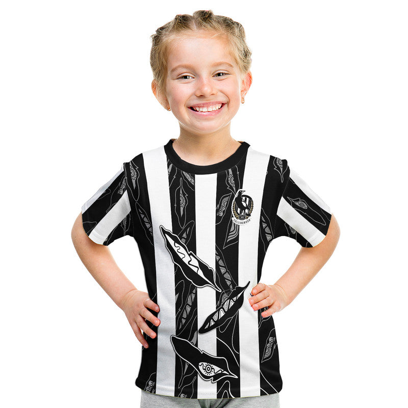 (Custom Personalised) Collingwood Magpies T Shirt Indigenous Guernsey No2 Version LT9 - Vibe Hoodie Shop