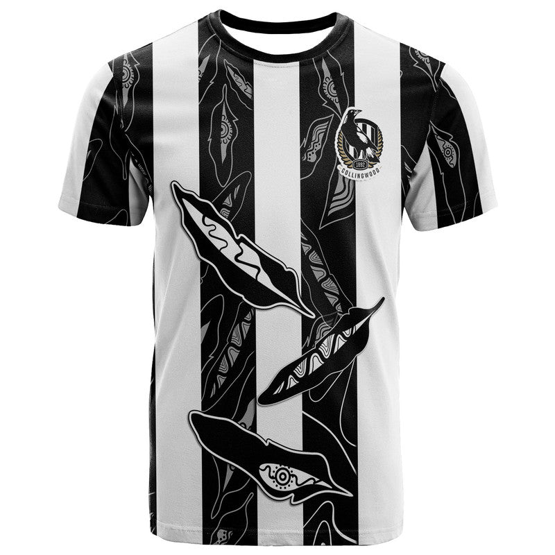 (Custom Personalised) Collingwood Magpies T Shirt Indigenous Guernsey No2 Version LT9 - Vibe Hoodie Shop