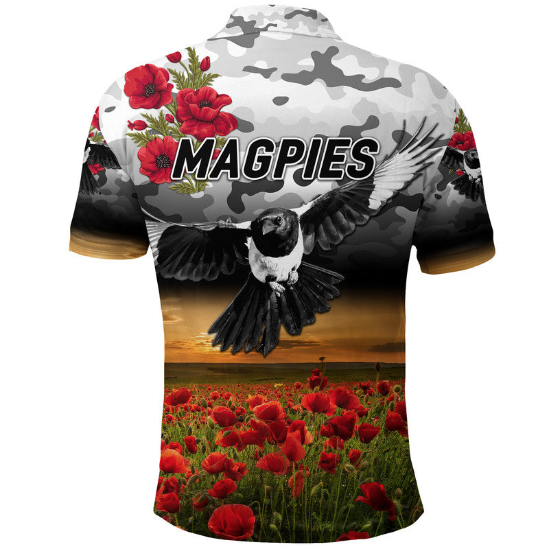 Collingwood Magpies ANZAC Polo Shirt Poppy Vibes - Vibe Hoodie Shop