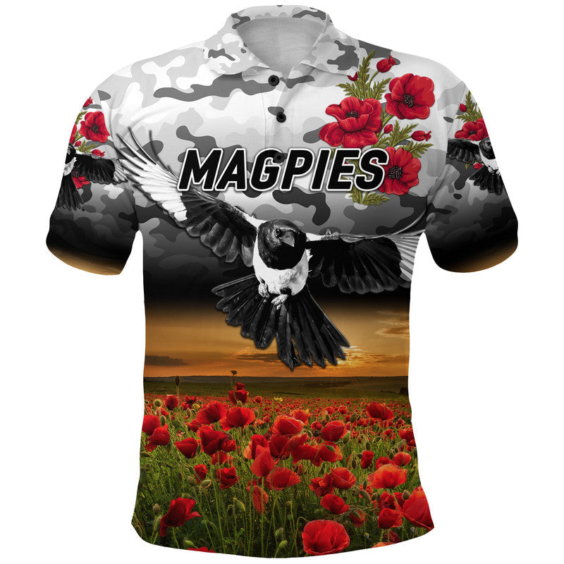 Collingwood Magpies ANZAC Polo Shirt Poppy Vibes - Vibe Hoodie Shop