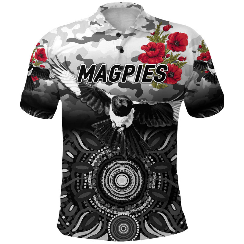(Custom Personalised) Collingwood Magpies ANZAC Polo Shirt Indigenous Vibes - Vibe Hoodie Shop