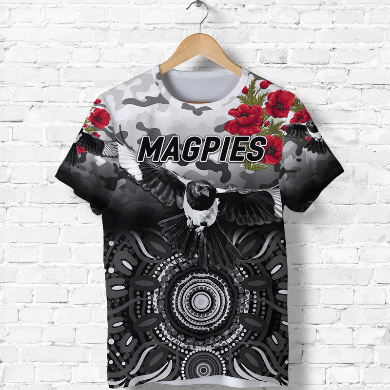 (Custom Personalised) Collingwood Magpies ANZAC T shirt Indigenous Vibes - Vibe Hoodie Shop