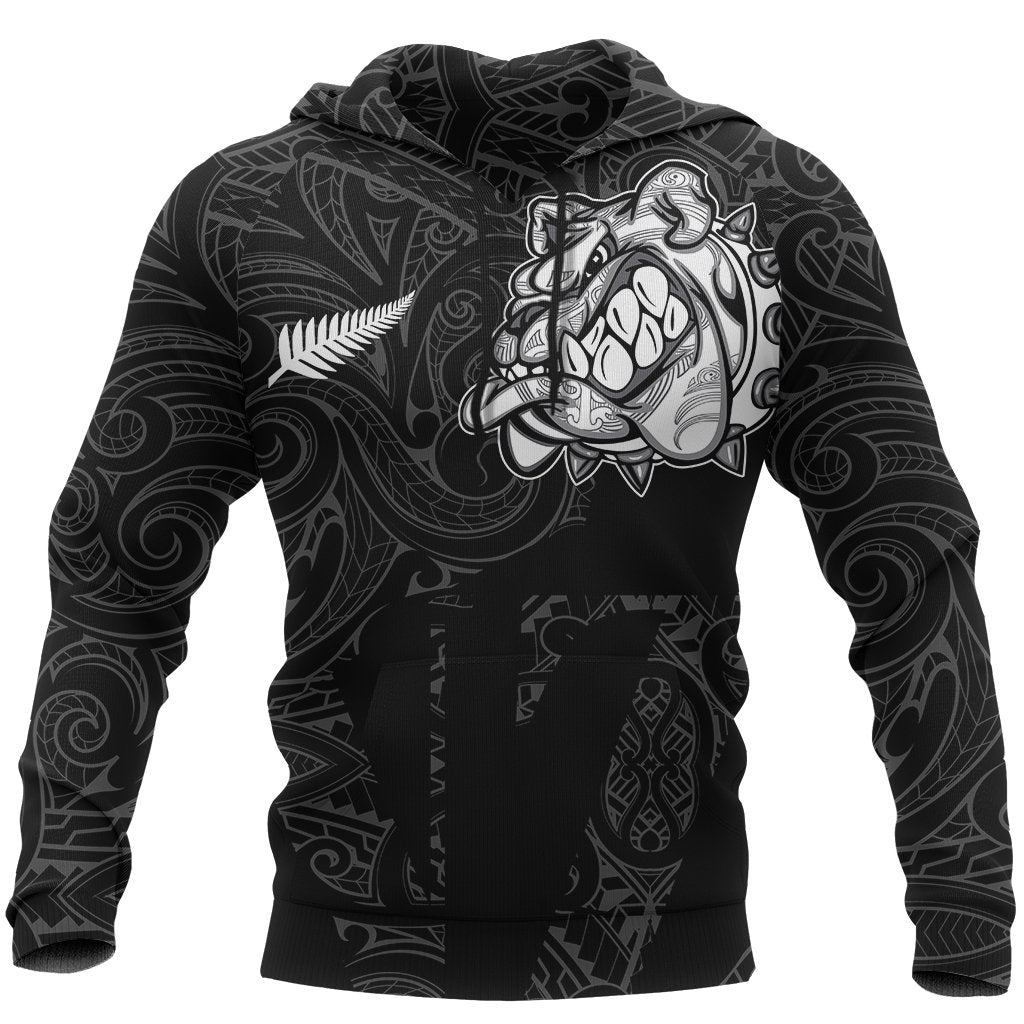New Zealand Bulldog Hoodie, Maori Bulldog Pullover Hoodie - Black - Vibe Hoodie Shop