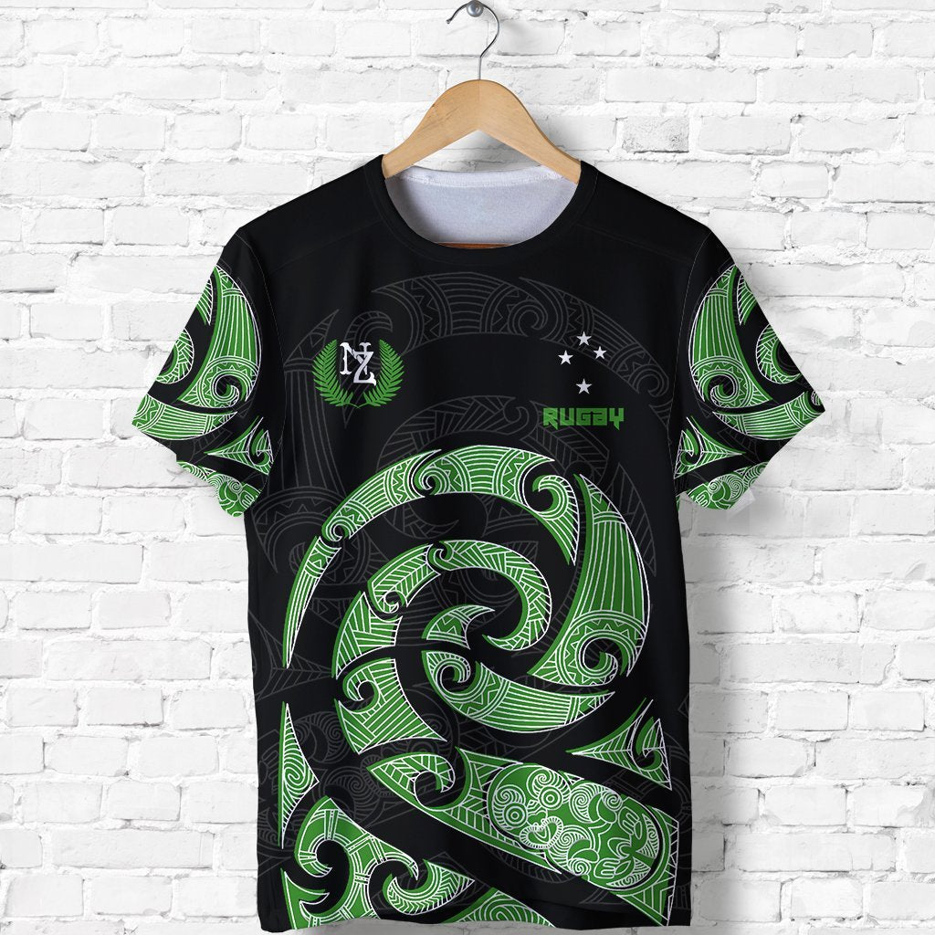 New Zealand Green Rugby Shirt, Maori Rugby Kirituhi Tattoo T shirt - Vibe Hoodie Shop